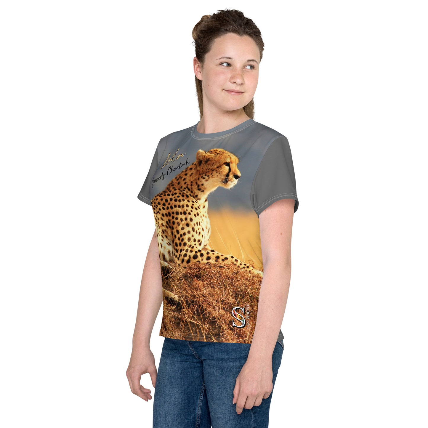 Speedy Cheetah by Lola Youth crew neck t-shirt