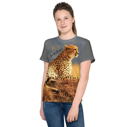 Speedy Cheetah by Lola Youth crew neck t-shirt